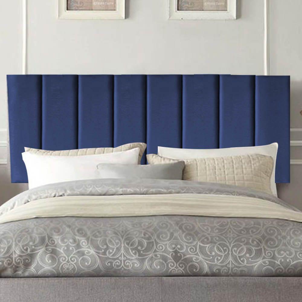 Painel Estofada Carla 100cm Solteiro Para Cama Box Quarto Suede Azul Marinho - Gat Magazine - 1