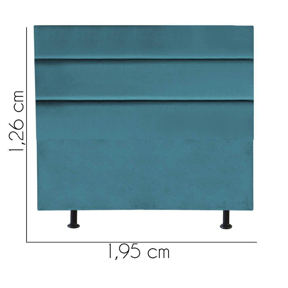 Cabeceira Estofada Argentina 195cm King Size Para Cama Box Quarto Suede Azul Turquesa - Gat Magazine - 3