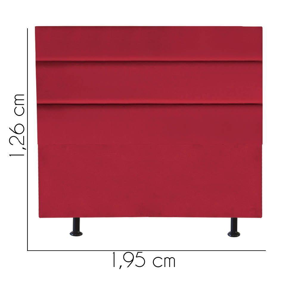 Cabeceira Estofada Argentina 195cm King Size Para Cama Box Quarto Suede Vermelho - Gat Magazine - 2