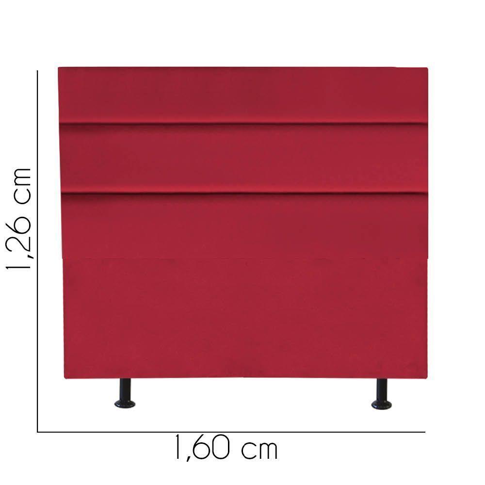 Cabeceira Estofada Argentina 160cm Queen Size Para Cama Box Quarto Suede Vermelho - Gat Magazine - 3