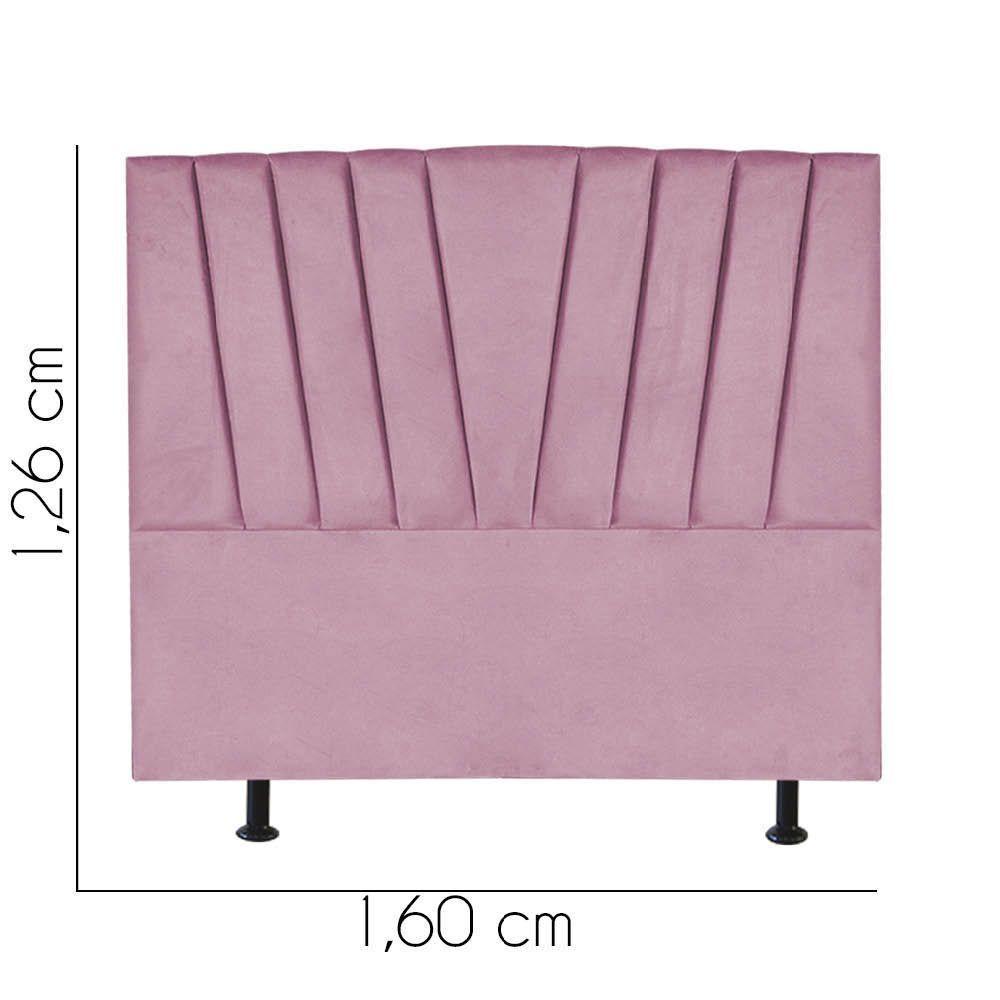 Cabeceira Estofada Bélgica 160cm Queen Size Para Cama Box Quarto Suede Rosa Bebê - Gat Magazine - 3