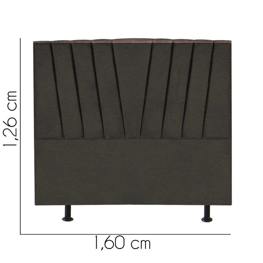 Cabeceira Estofada Bélgica 160cm Queen Size Para Cama Box Quarto Linho Marrom - Gat Magazine - 3