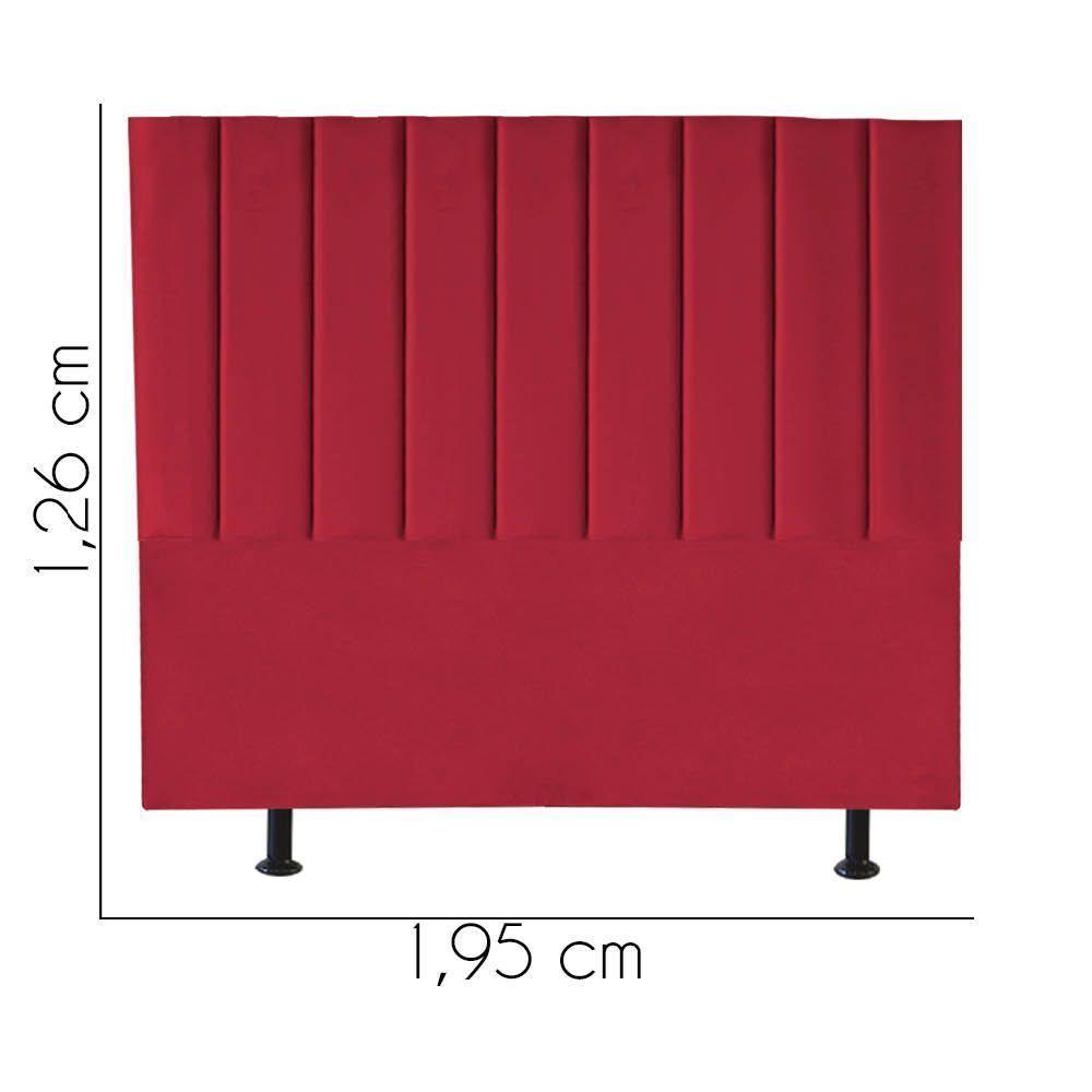 Cabeceira Estofada Carla 195cm King Size Para Cama Box Quarto Suede Vermelho - Gat Magazine - 3