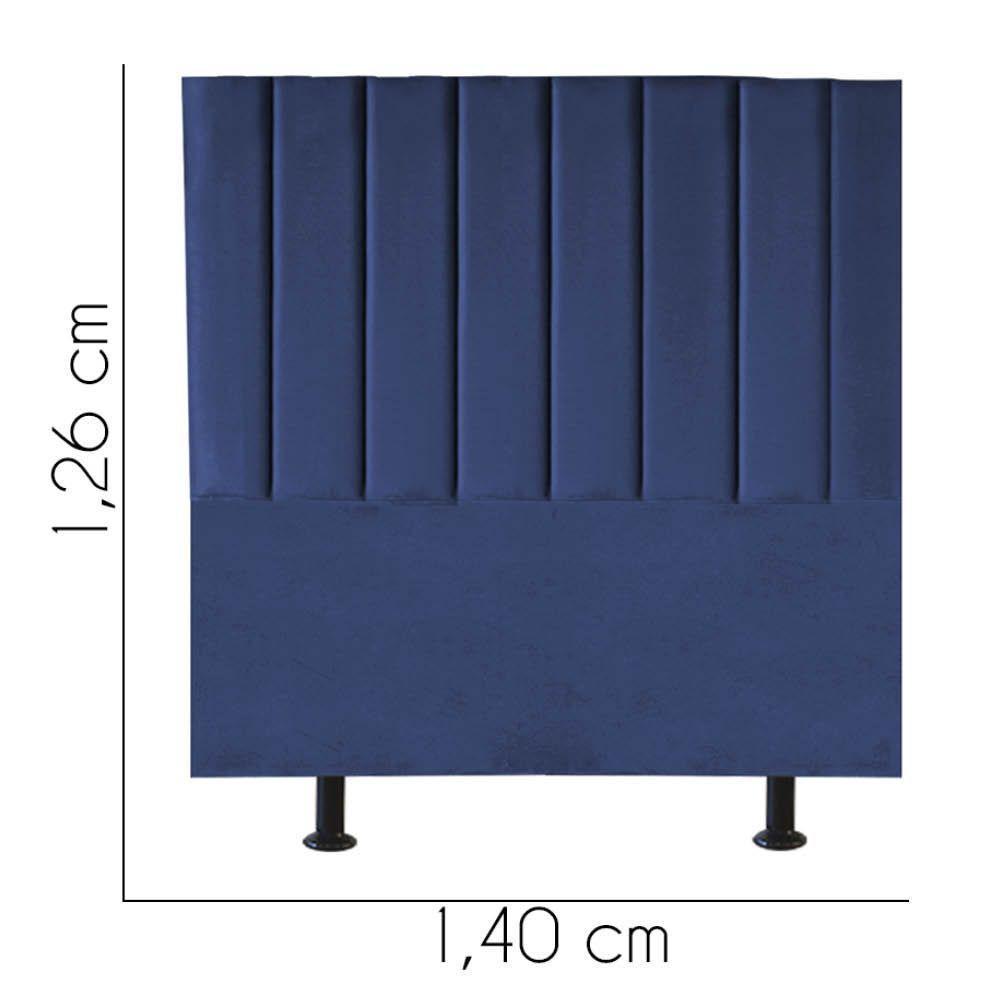 Cabeceira Estofada Carla 140cm Casal Para Cama Box Quarto Suede Azul Marinho - Gat Magazine - 3