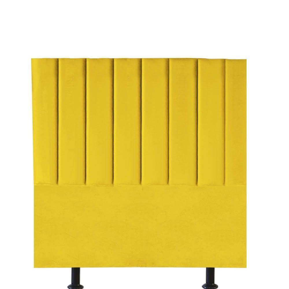 Cabeceira Estofada Carla 100cm Solteiro Para Cama Box Quarto Corino Amarelo - Gat Magazine - 1