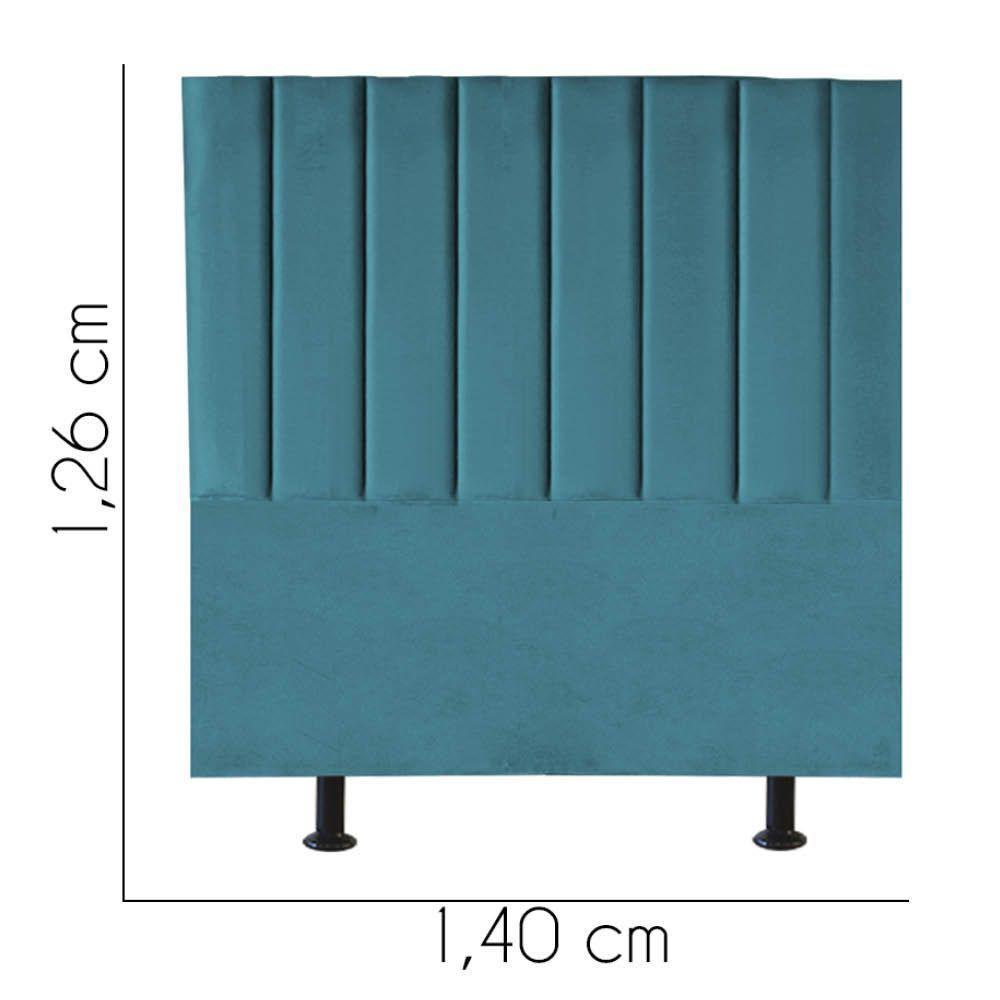 Cabeceira Estofada Carla 140cm Casal Para Cama Box Quarto Suede Azul Turquesa - Gat Magazine - 3