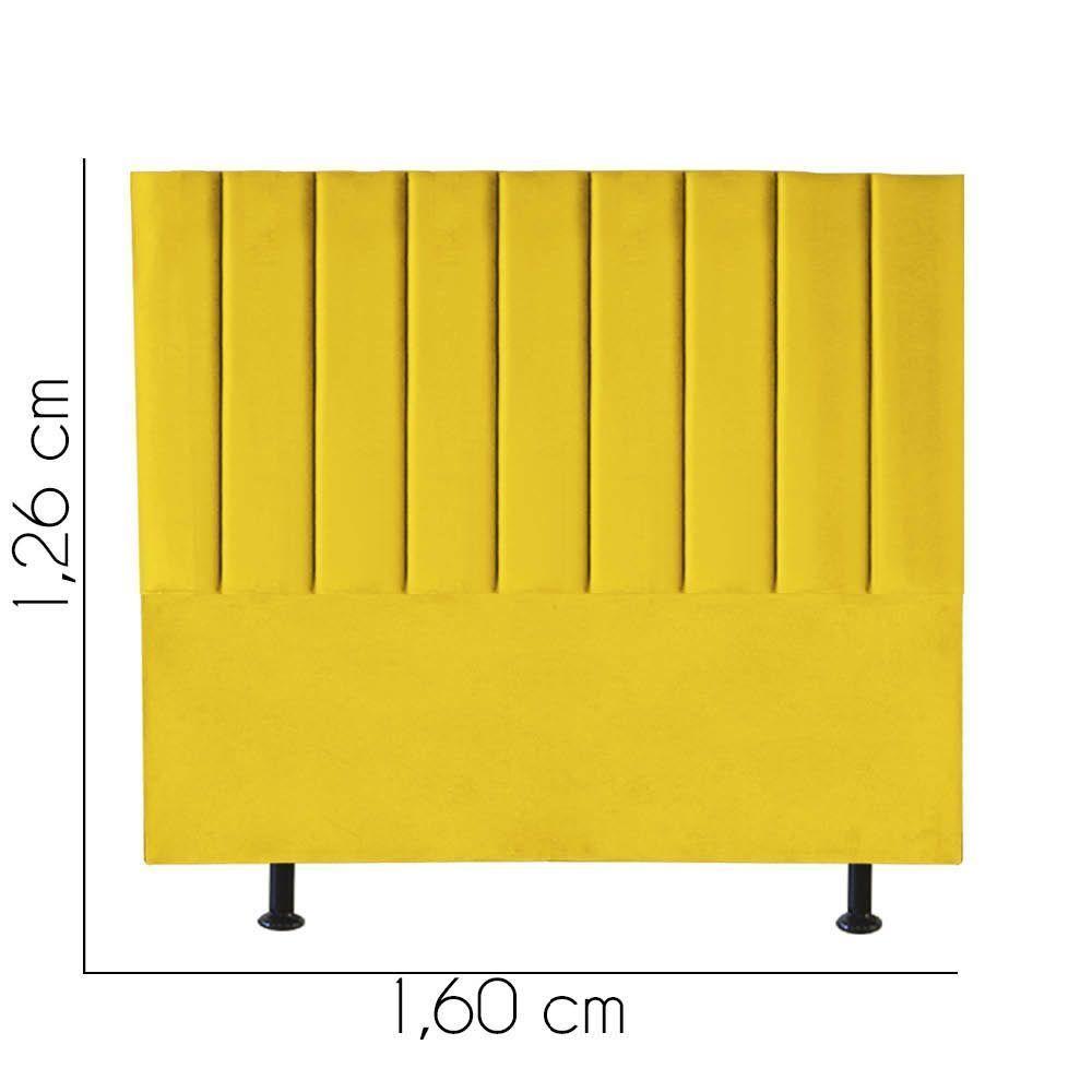 Cabeceira Estofada Carla 160cm Queen Size Para Cama Box Quarto Suede Amarelo - Gat Magazine - 3