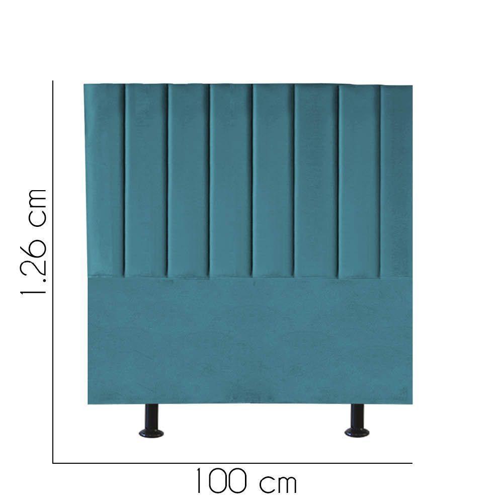 Cabeceira Estofada Carla 100cm Solteiro Para Cama Box Quarto Suede Azul Turquesa - Gat Magazine - 2