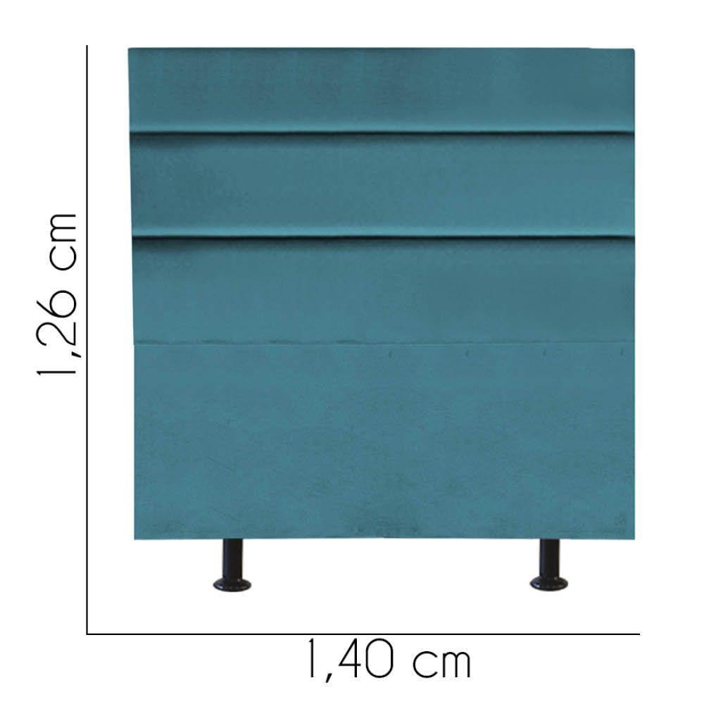 Cabeceira Estofada Argentina 140cm Casal Para Cama Box Quarto Suede Azul Turquesa - Gat Magazine - 3