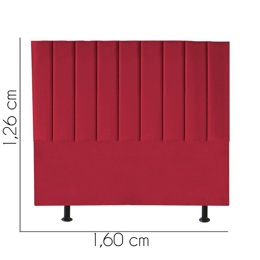 Cabeceira Estofada Carla 160cm Queen Size Para Cama Box Quarto Suede Vermelho - Gat Magazine - 3