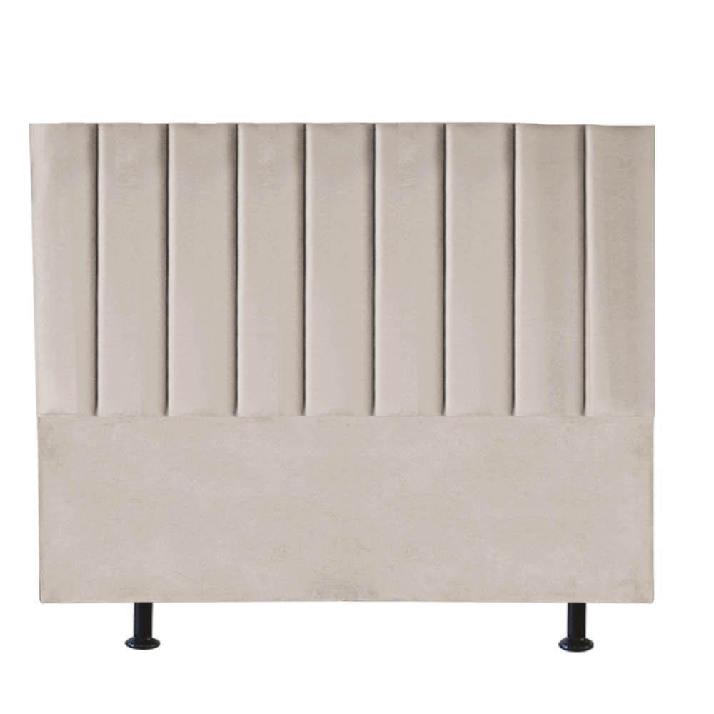 Cabeceira Estofada Carla 140cm Casal Para Cama Box Quarto Corino Bege - Gat Magazine - 3