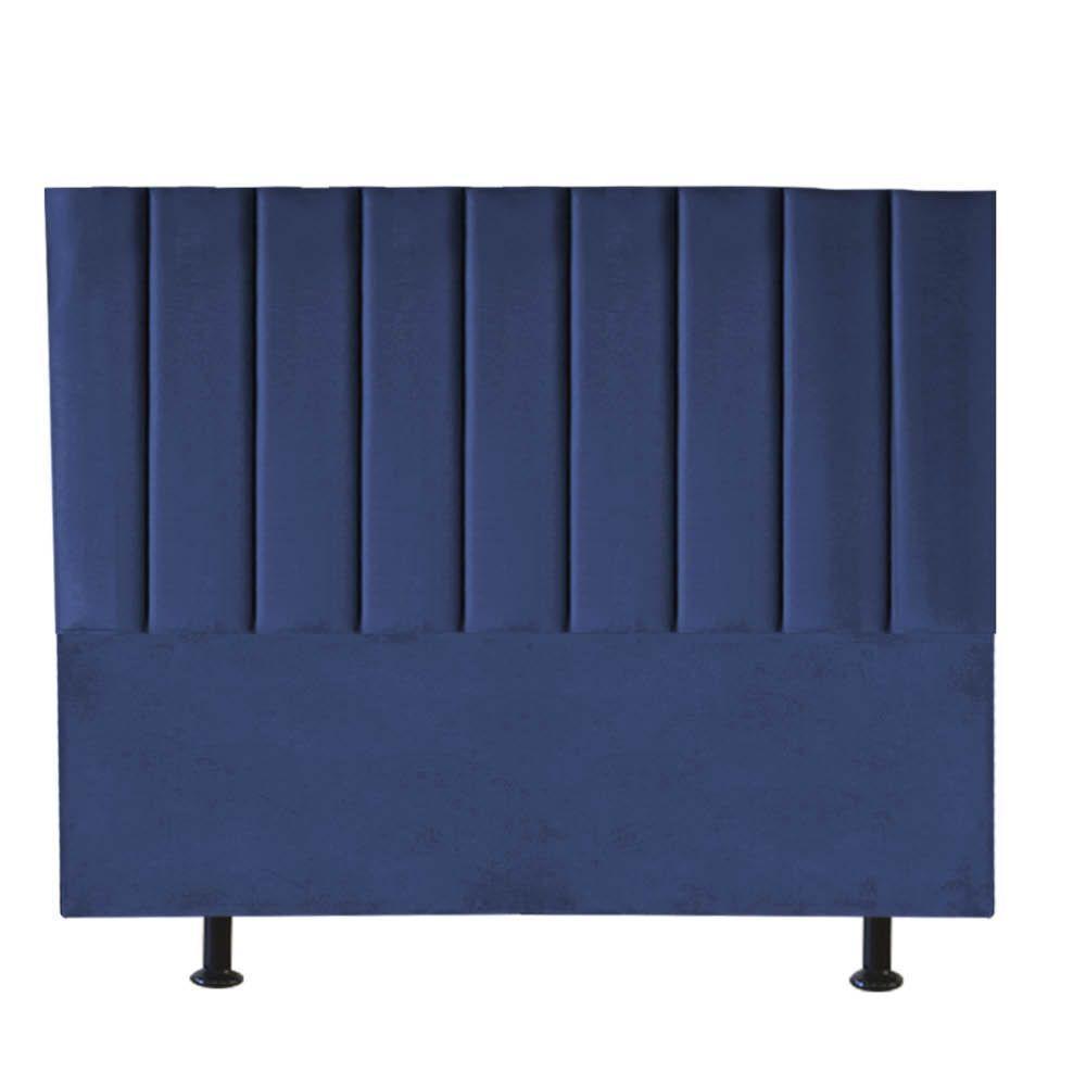 Cabeceira Estofada Carla 195cm King Size Para Cama Box Quarto Suede Azul Marinho - Gat Magazine - 3