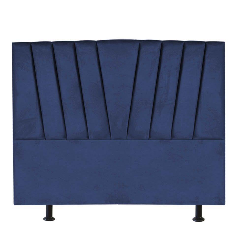 Cabeceira Estofada Bélgica 140cm Casal Para Cama Box Quarto Suede Azul Marinho - Gat Magazine - 2