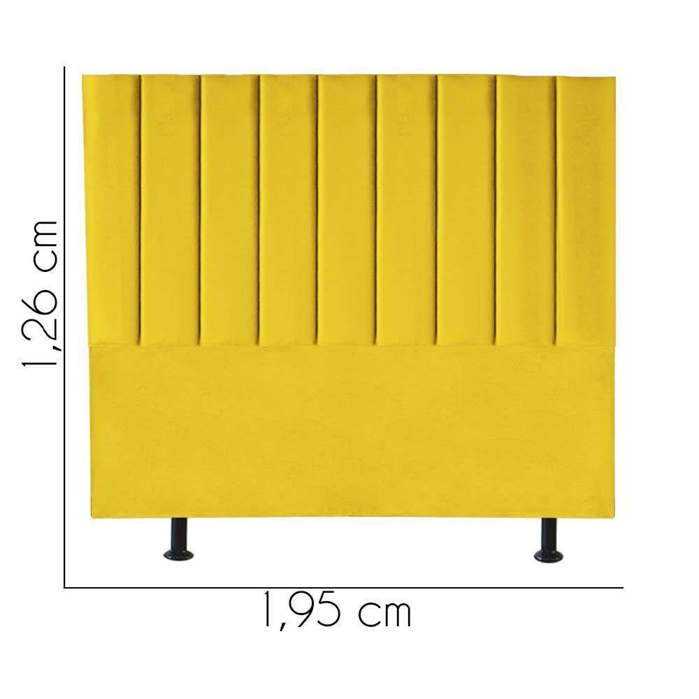 Cabeceira Estofada Carla 195cm King Size Para Cama Box Quarto Suede Amarelo - Gat Magazine - 2