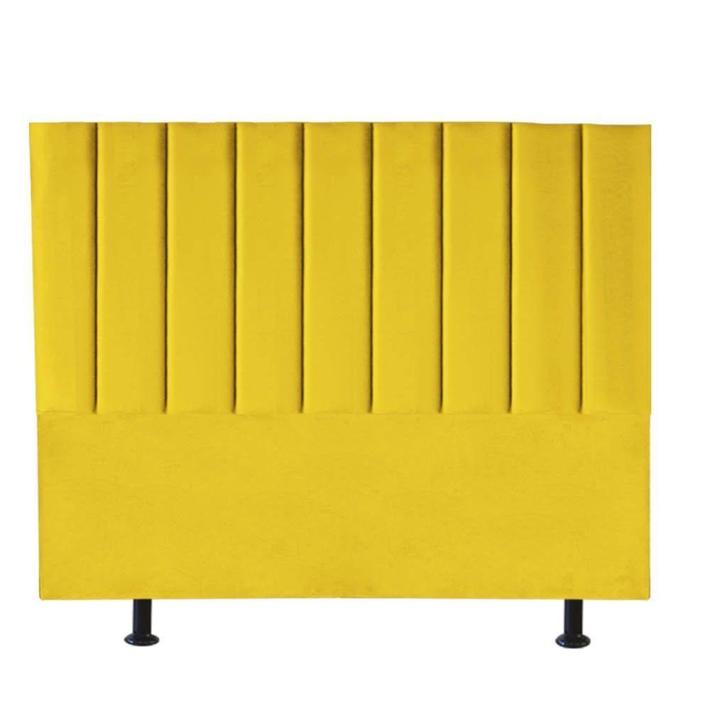 Cabeceira Estofada Carla 195cm King Size Para Cama Box Quarto Suede Amarelo - Gat Magazine - 3