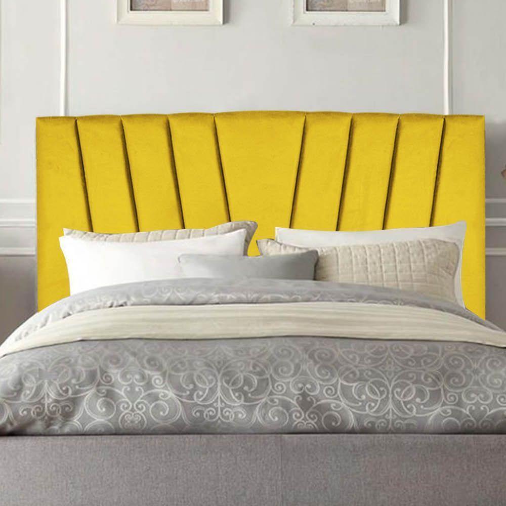 Cabeceira Estofada Bélgica 160cm Queen Size Para Cama Box Quarto Suede Amarelo - Gat Magazine - 1