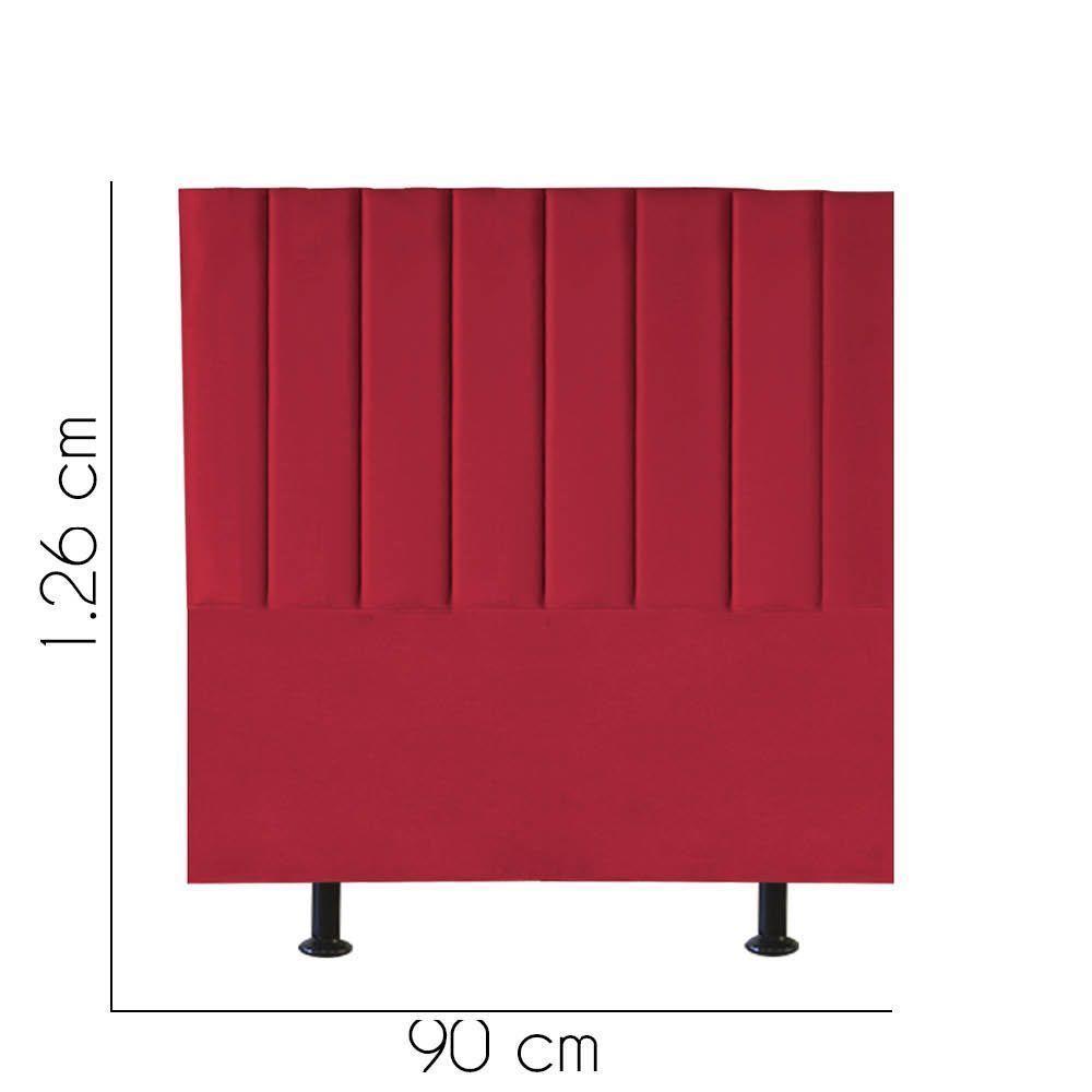 Cabeceira Estofada Carla 90cm Solteiro Para Cama Box Quarto Corino Vermelho - Gat Magazine - 2