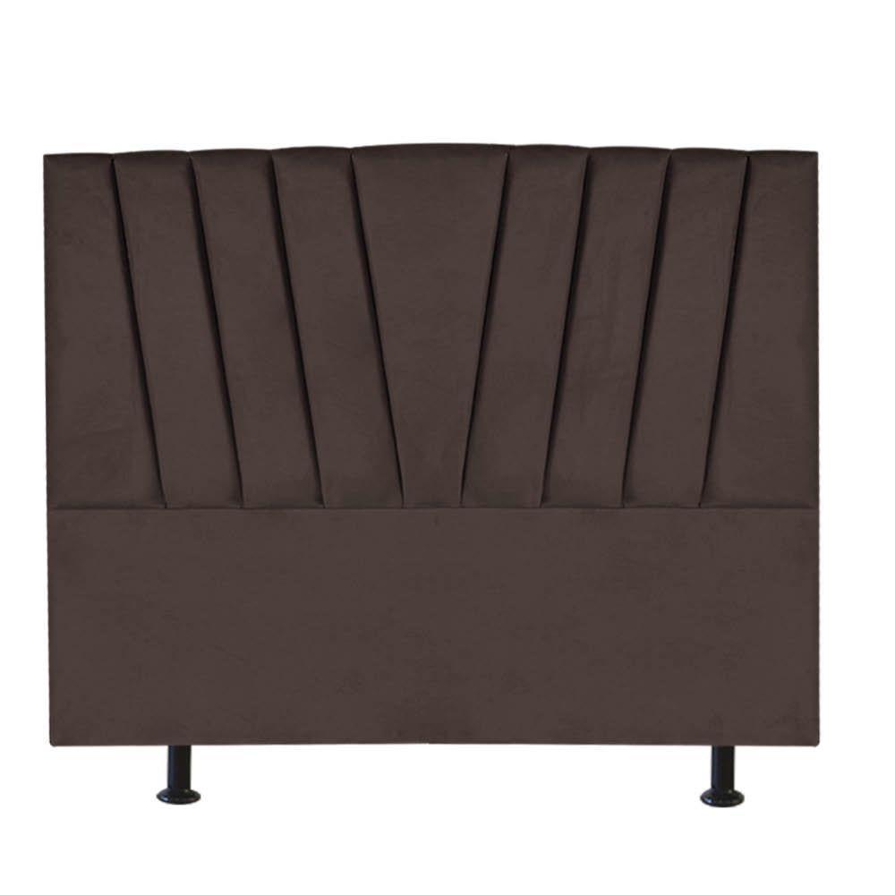 Cabeceira Estofada Bélgica 140cm Casal Para Cama Box Quarto Suede Marrom - Gat Magazine - 3