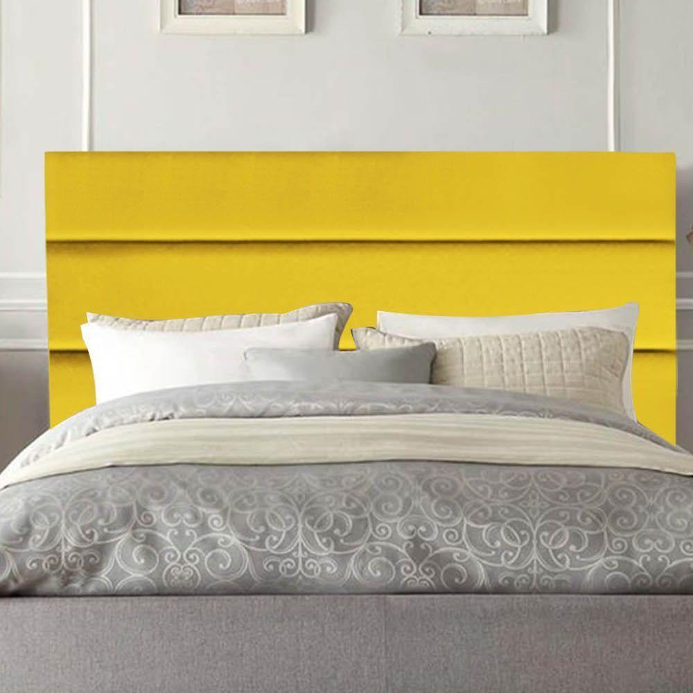 Cabeceira Estofada Argentina 140cm Casal Para Cama Box Quarto Suede Amarelo - Gat Magazine - 1