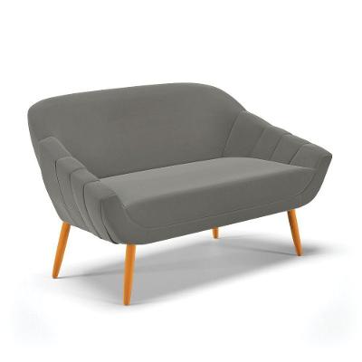 Namoradeira 02 Lugares Giovana Suede Pés Palito Castanho - D'rossi Grafite