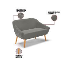 Namoradeira 02 Lugares Giovana Suede Pés Palito Castanho - D'rossi Grafite - 7