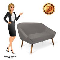 Namoradeira 02 Lugares Giovana Suede Pés Palito Castanho - D'rossi Grafite - 9