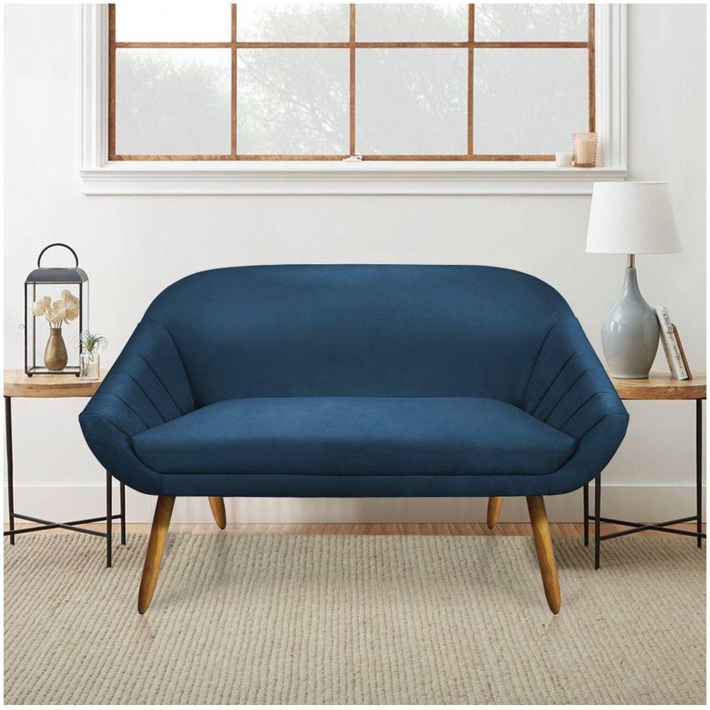 Namoradeira 02 Lugares Giovana Suede Pés Palito Castanho - D'rossi Azul Marinho - 4