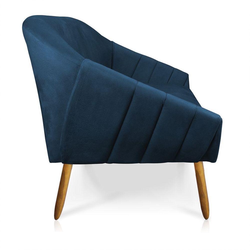 Namoradeira 02 Lugares Giovana Suede Pés Palito Castanho - D'rossi Azul Marinho - 7