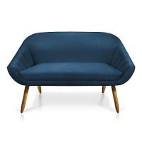 Namoradeira 02 Lugares Giovana Suede Pés Palito Castanho - D'rossi Azul Marinho - 2