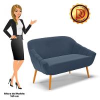 Namoradeira 02 Lugares Giovana Suede Pés Palito Castanho - D'rossi Azul Marinho - 3