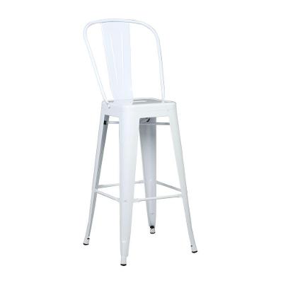Banqueta Alta Com Encosto Iron Branco Base Metálica - D'rossi