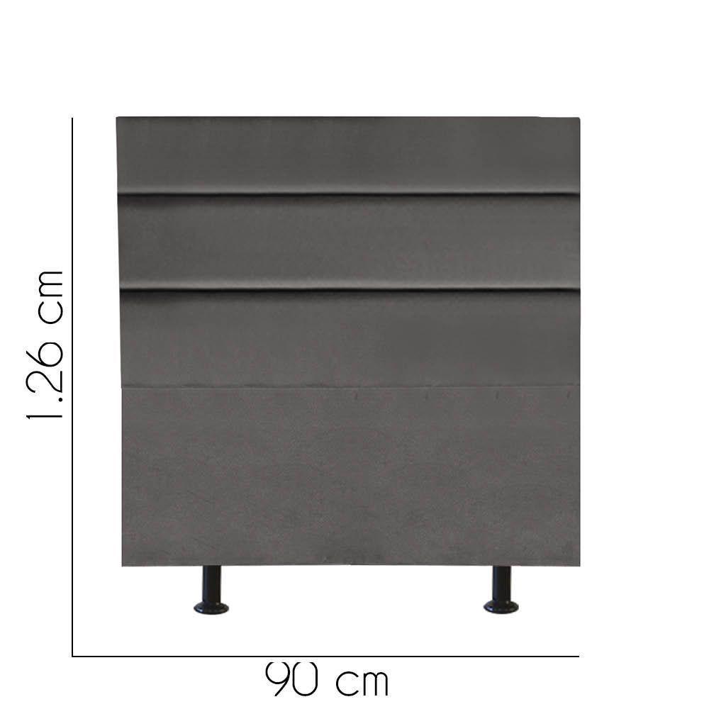 Cabeceira Estofada Argentina 90cm Solteiro Para Cama Box Suede Cinza Escuro Grafite Gat Magazine - 2