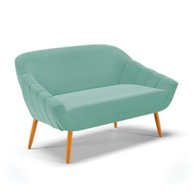 Namoradeira 02 Lugares Giovana Suede Pés Palito Castanho - D'rossi Azul Turquesa