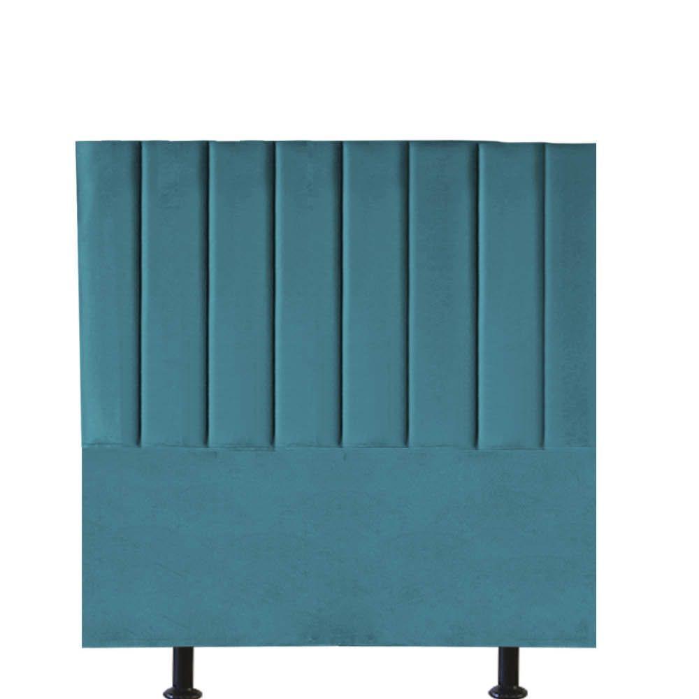 Cabeceira Estofada Carla 90cm Solteiro Para Cama Box Quarto Suede Azul Turquesa - Gat Magazine - 1