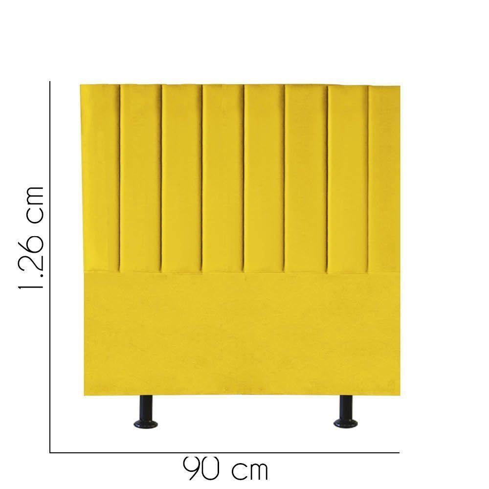 Cabeceira Estofada Carla 90cm Solteiro Para Cama Box Quarto Suede Amarelo - Gat Magazine - 2