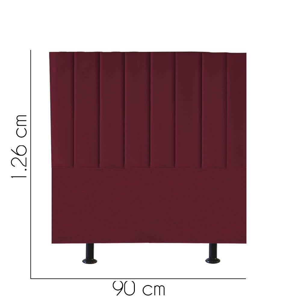 Cabeceira Estofada Carla 90cm Solteiro Para Cama Box Quarto Suede Bordô - Gat Magazine - 2
