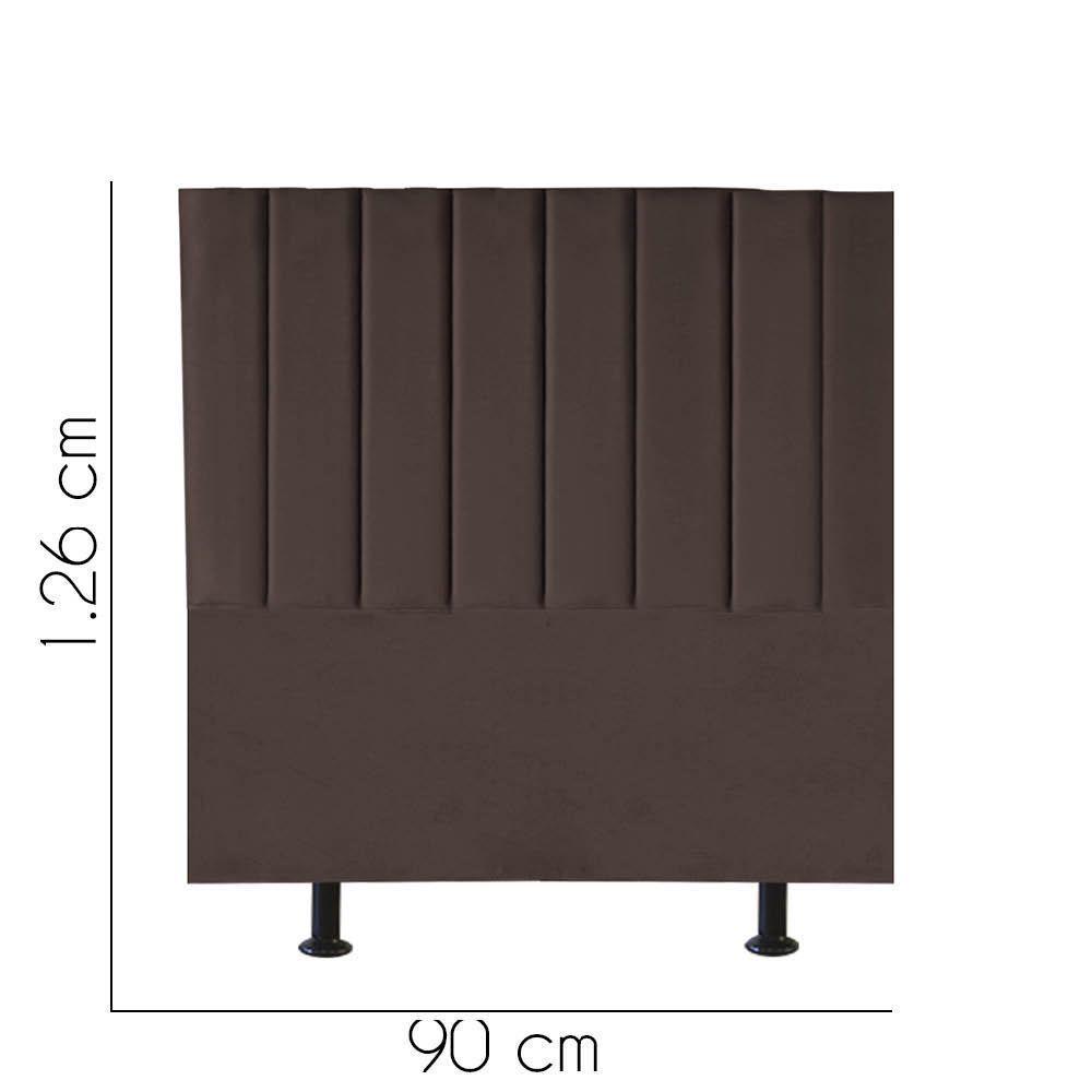 Cabeceira Estofada Carla 90cm Solteiro Para Cama Box Quarto Corino Marrom - Gat Magazine - 2