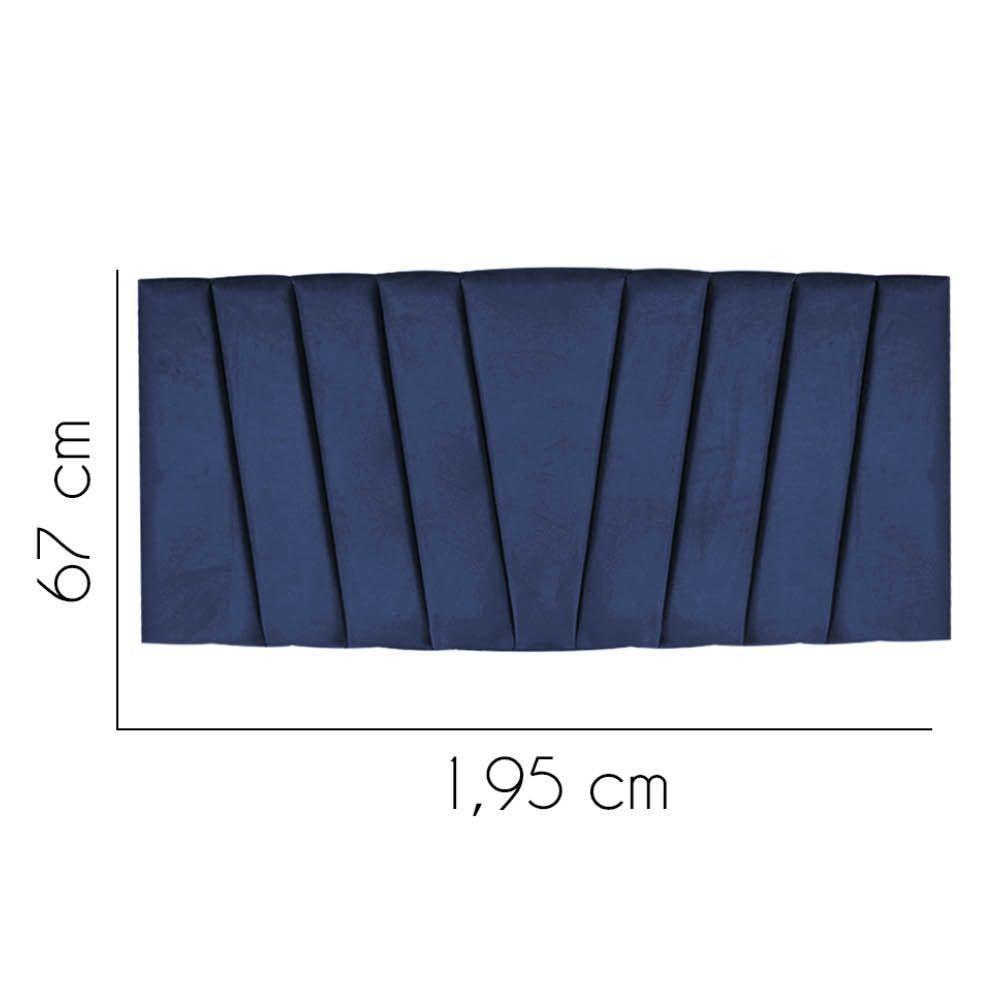 Painel Estofada Bélgica 195cm King Size Para Cama Box Quarto Suede Azul Marinho - Gat Magazine - 3
