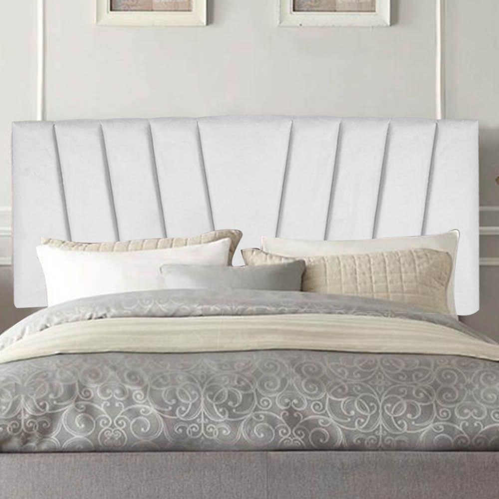 Painel Estofada Bélgica 160cm Queen Size Para Cama Box Quarto Suede Branco - Gat Magazine - 1