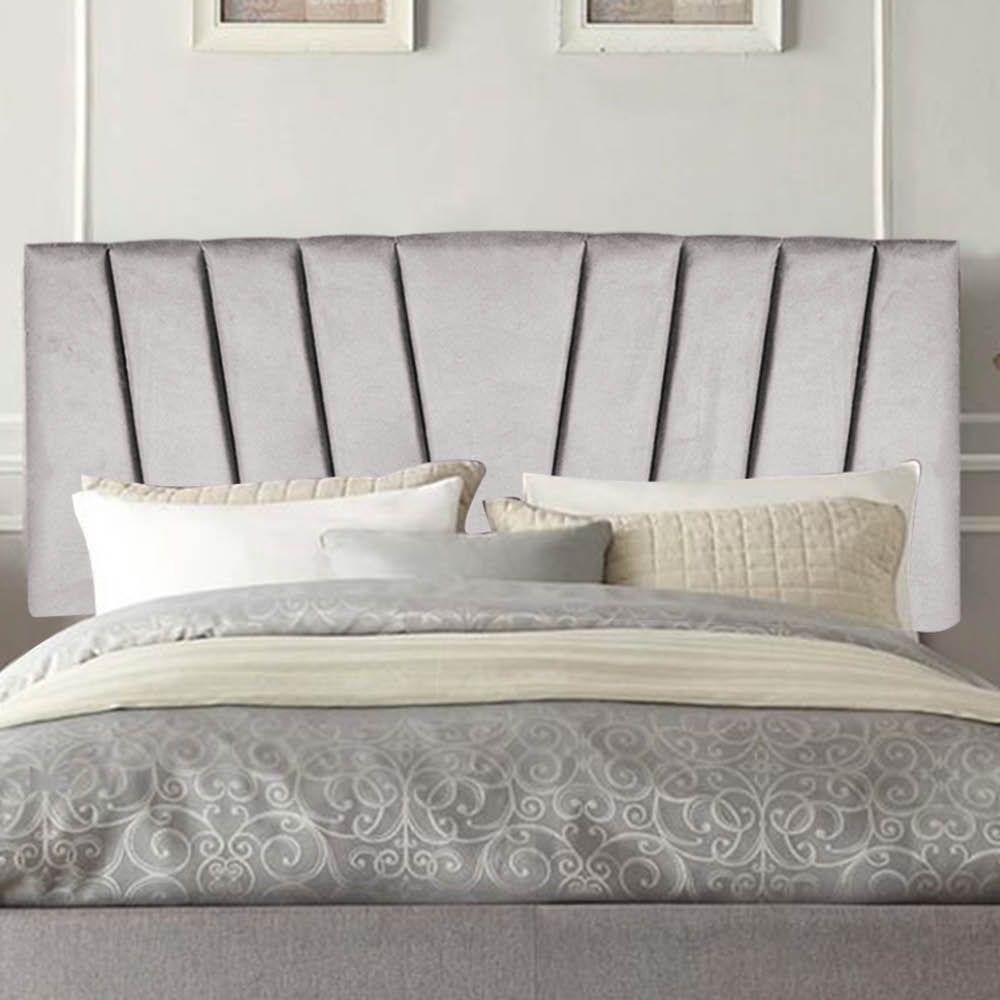 Painel Estofada Bélgica 160cm Queen Size Para Cama Box Quarto Suede Cinza Claro - Gat Magazine - 1