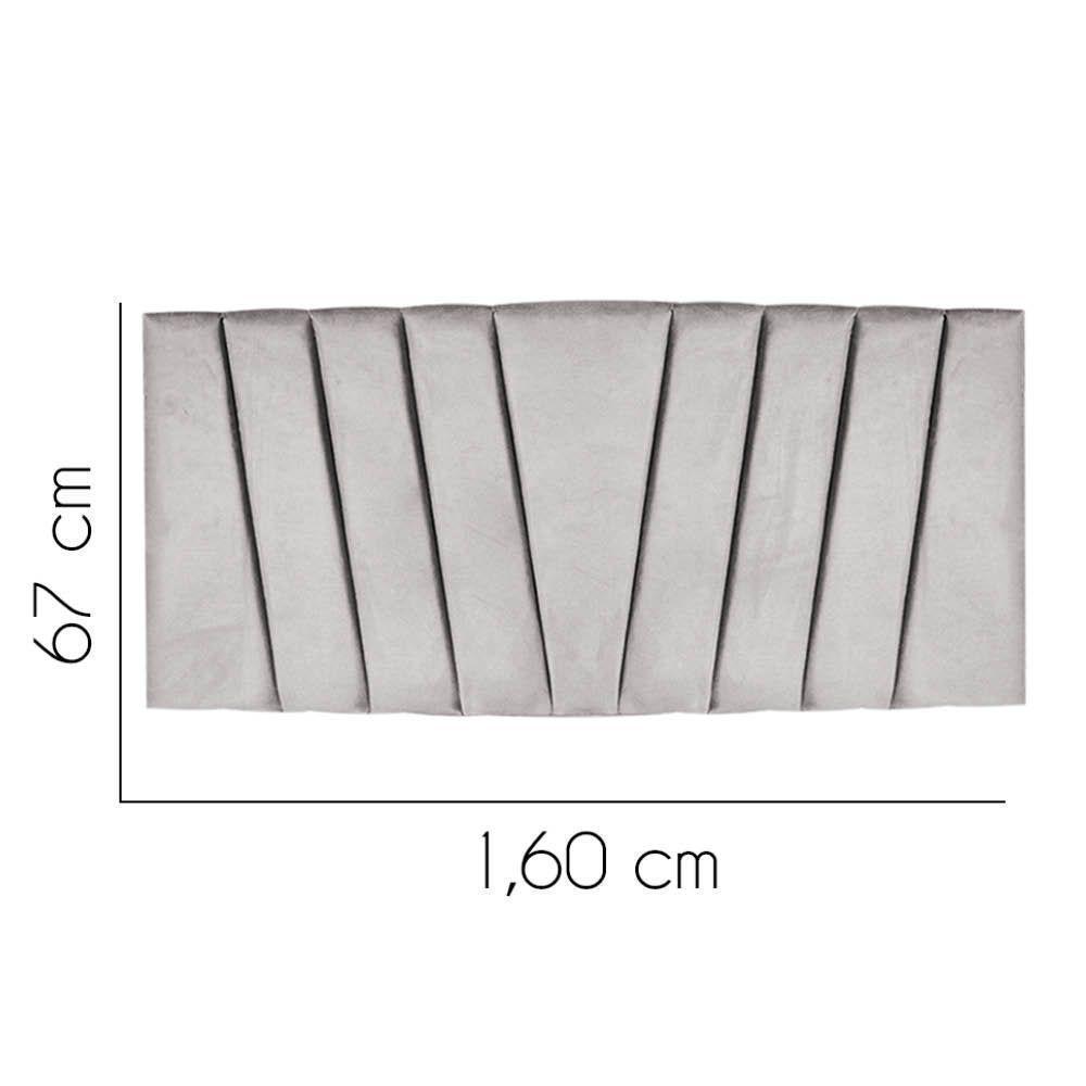 Painel Estofada Bélgica 160cm Queen Size Para Cama Box Quarto Suede Cinza Claro - Gat Magazine - 2