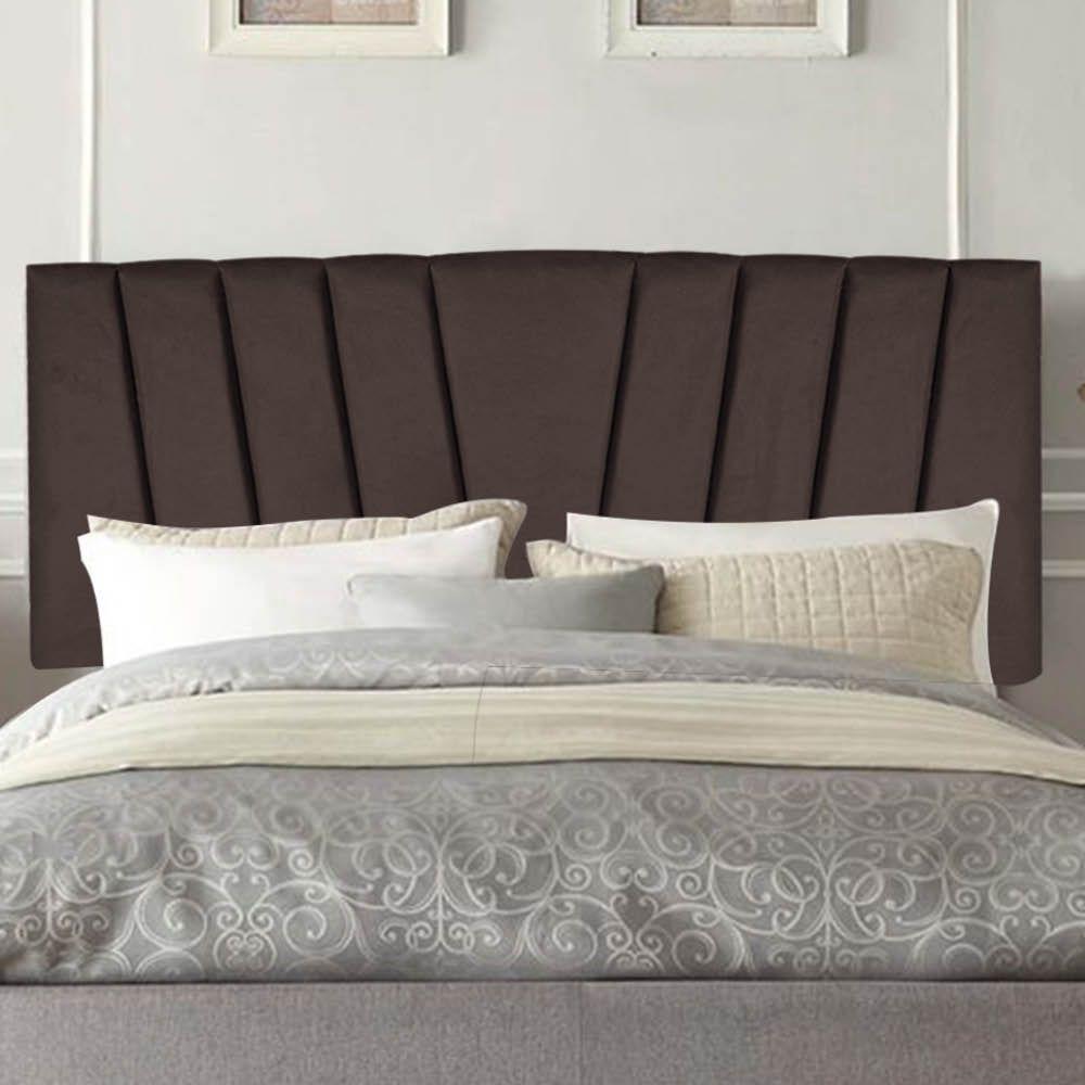 Painel Estofada Bélgica 160cm Queen Size Para Cama Box Quarto Suede Marrom - Gat Magazine - 3