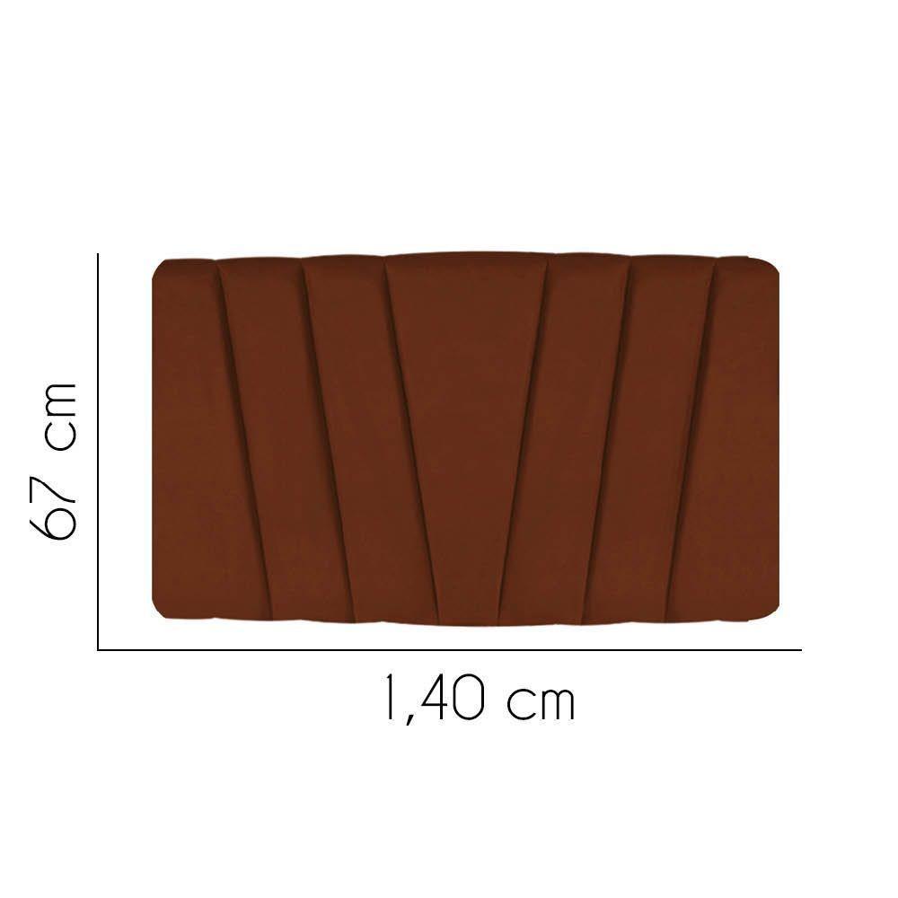 Painel Estofada Bélgica 140cm Casal Para Cama Box Quarto Suede Terracota Telha - Gat Magazine - 2
