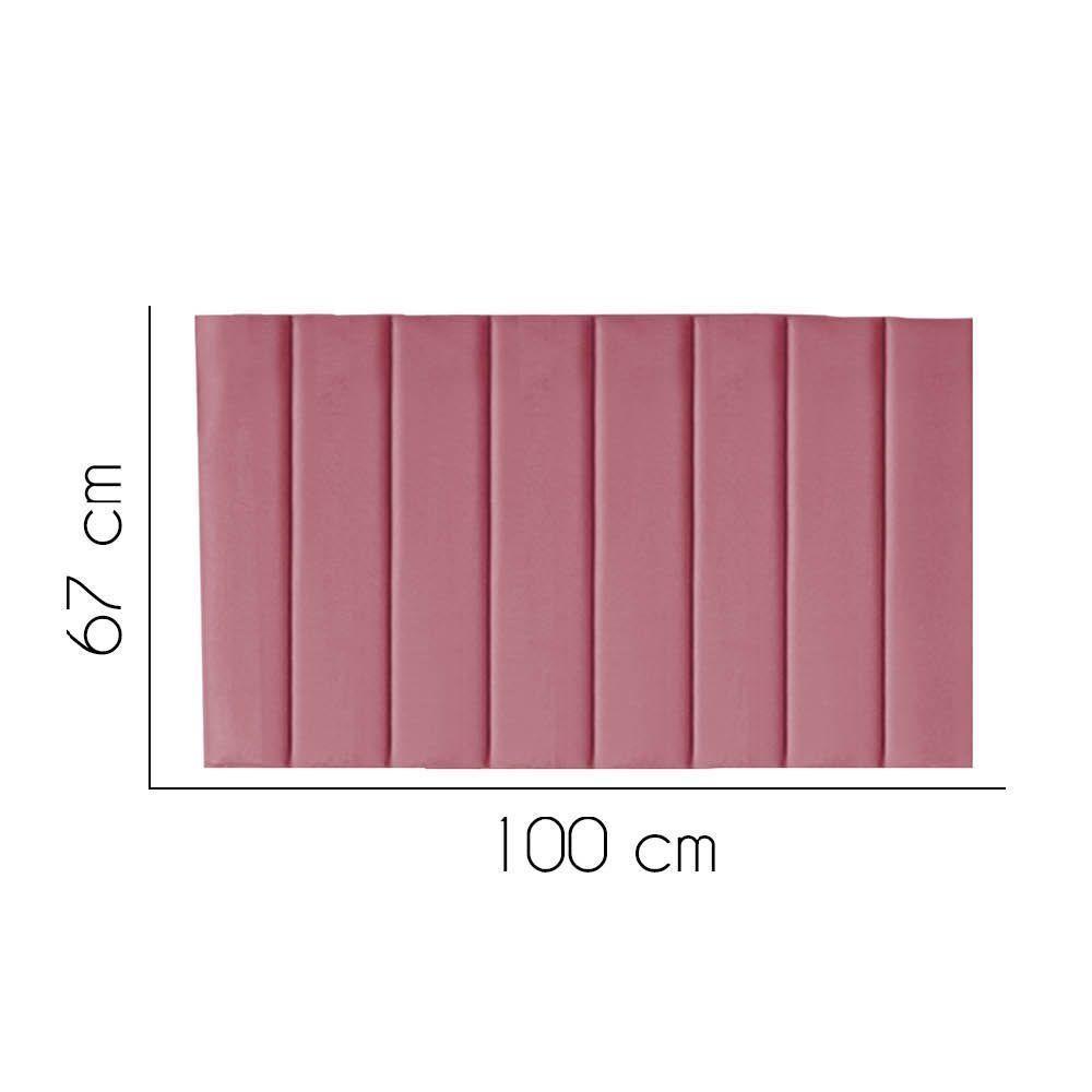 Painel Estofada Carla 100cm Solteiro Para Cama Box Quarto Suede Rosa Bebê - Gat Magazine - 2