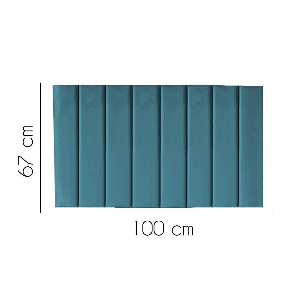 Painel Estofada Carla 100cm Solteiro Para Cama Box Quarto Suede Azul Turquesa - Gat Magazine - 2
