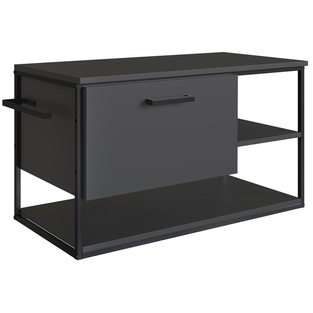 Gabinete Suspenso Para Cuba Banheiro 1 Pt Basc P1007 Preto Grafite Pp Preto Grafite - 1