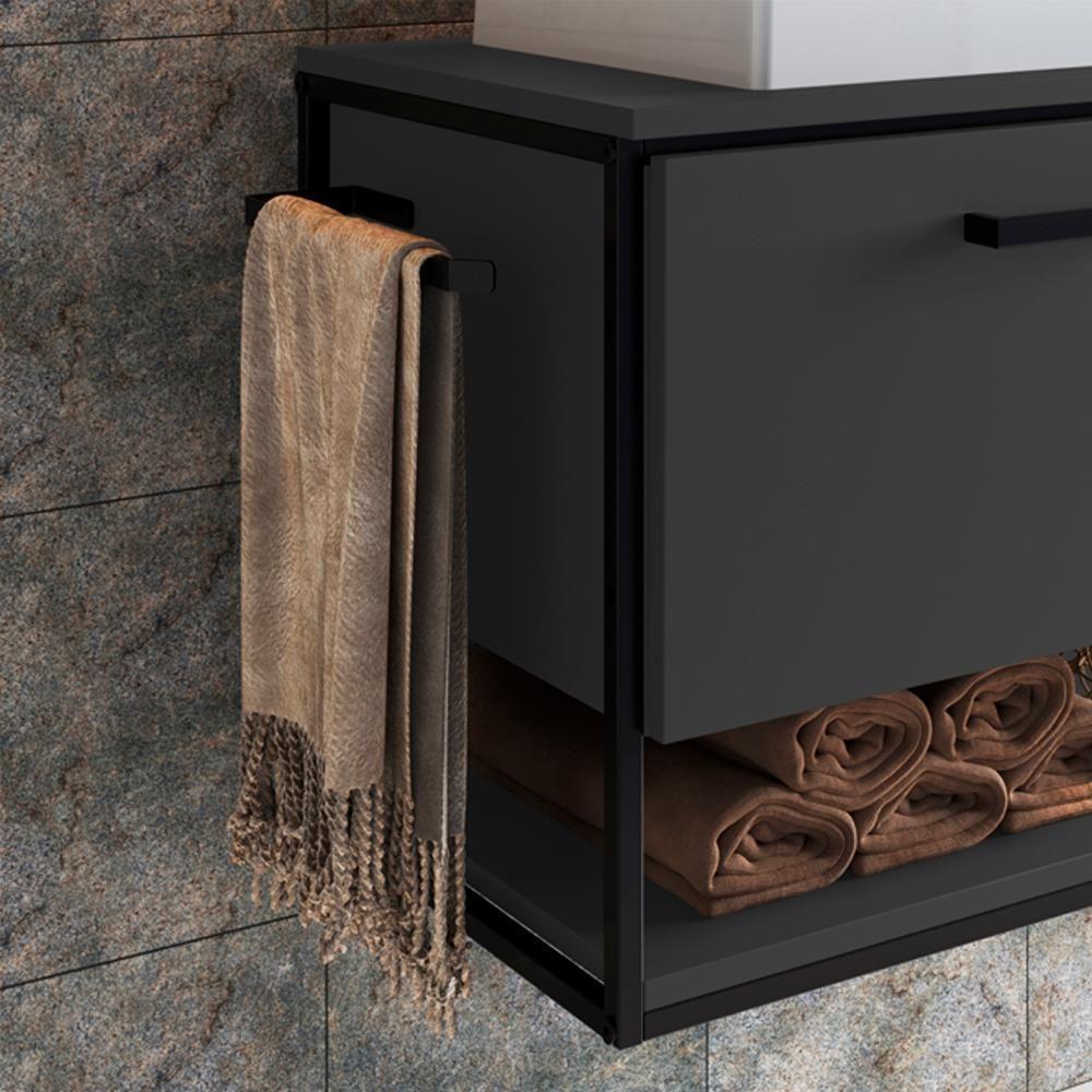 Gabinete Suspenso Para Cuba Banheiro 1 Pt Basc P1007 Preto Grafite Pp Preto Grafite - 5