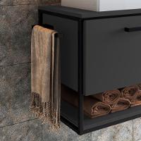 Gabinete Suspenso Para Cuba Banheiro 1 Pt Basc P1007 Preto Grafite Pp Preto Grafite - 9