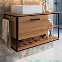 Gabinete Suspenso Para Cuba Banheiro 1 Pt Basc P1007 Preto Mell Pp Preto Mell - 7