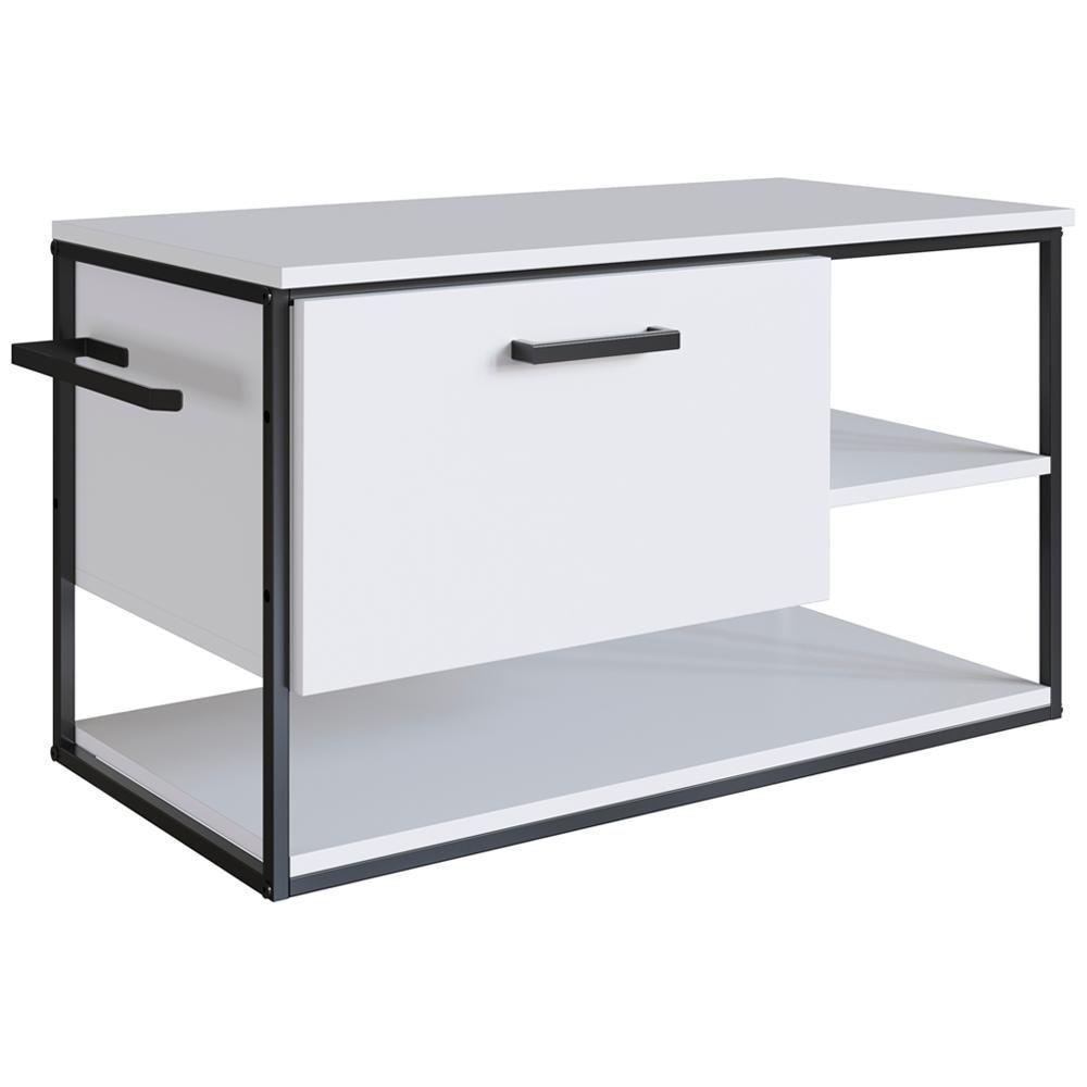 Gabinete Suspenso Para Cuba Banheiro 1 Pt Basc P1007 Preto Branco Pp Preto Branco - 1